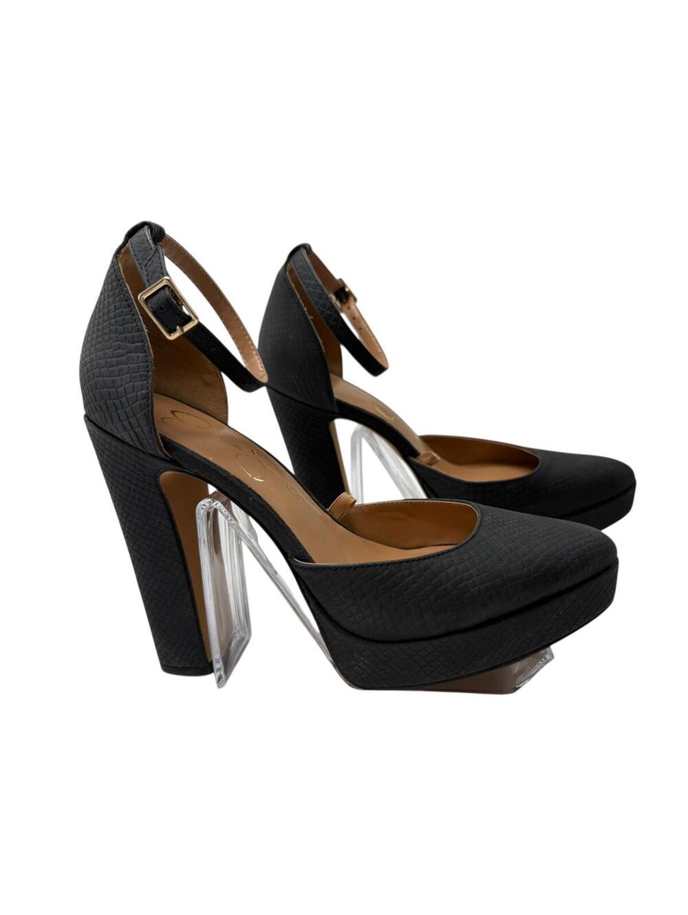 Jessica Simpson Black Ankle Strap Platform Heels - Picture 3 of 14